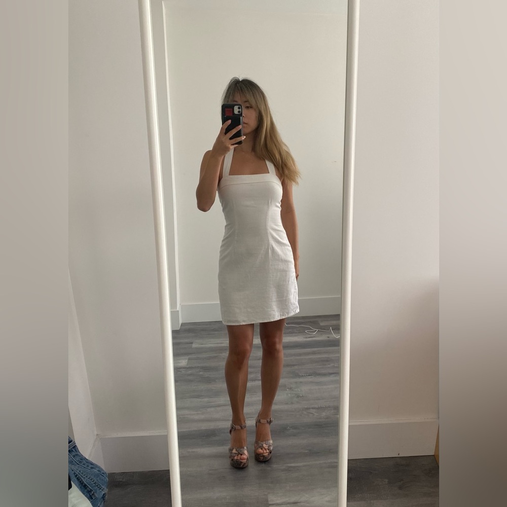 A&F Halter Linen-Blend Mini Dress
